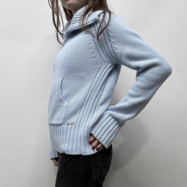 Pale blue chunky knit oversized jumper