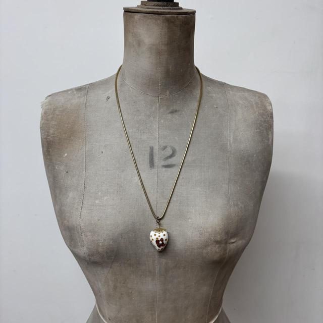 Long glass love heart necklace