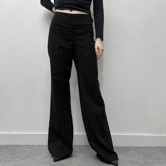 Pinstripe wide leg suit pants