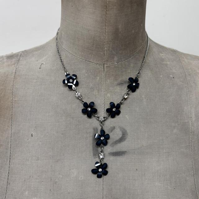 Blue gemstone flower fairy necklace