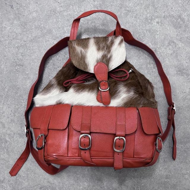 Cowhide leather backpack