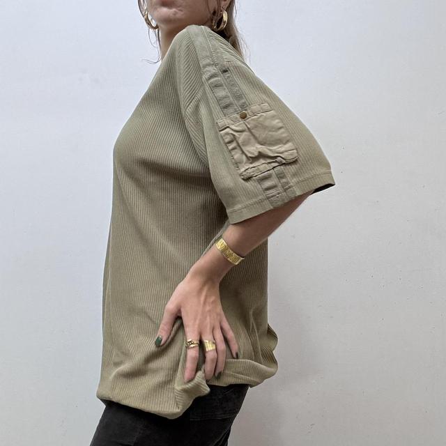 Khaki ribbed military tshirt