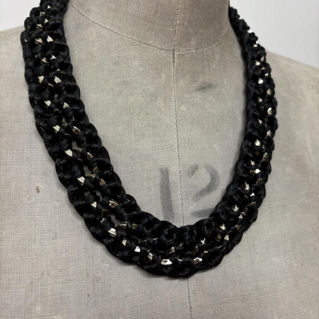 Black woven rope chain necklace