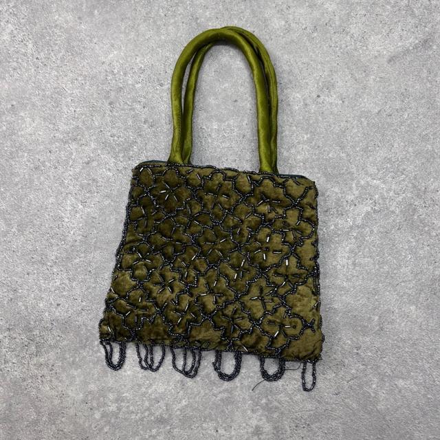 Khaki green velvet mini bag