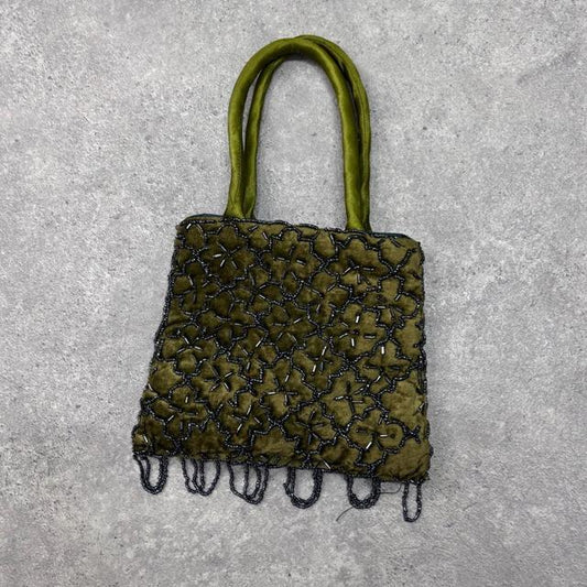 Khaki green velvet mini bag