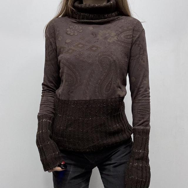 Brown mohair knit paisley fairy jumper