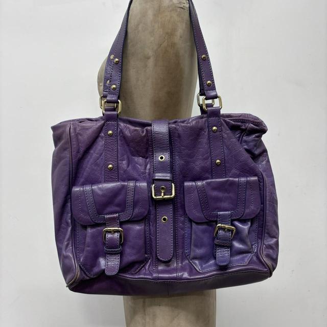 Purple leather city bag