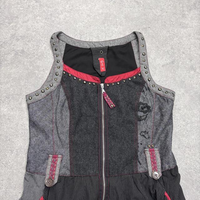 Grey studded pinstripe grunge dress