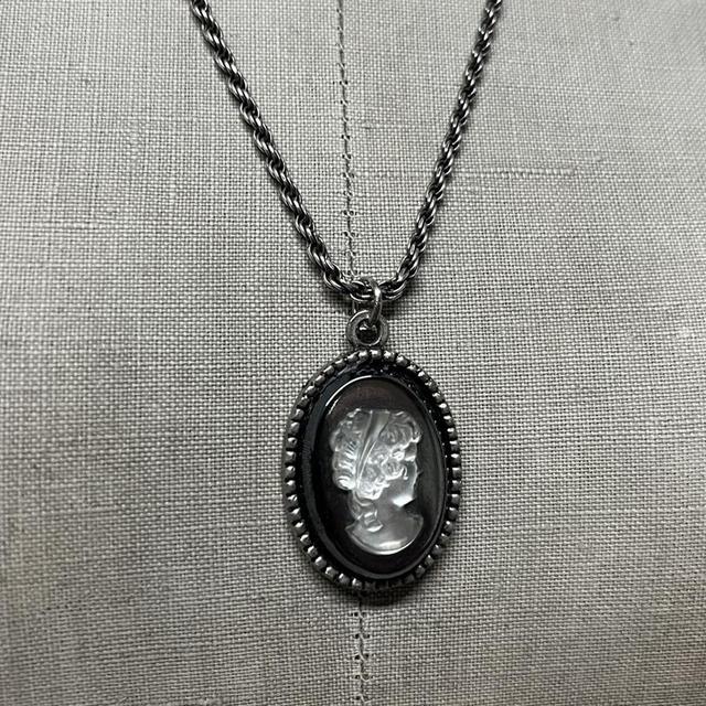 Gothic sterling silver cameo necklace