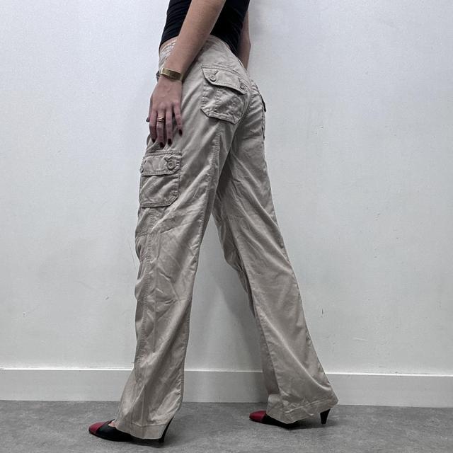 Tan wide leg cargo trousers