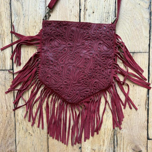 Red suede western bag