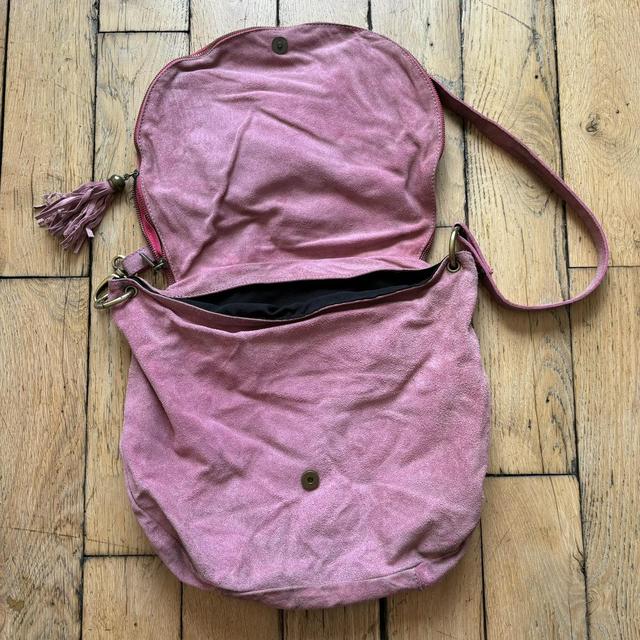 Diamonte pink suede satchal bag