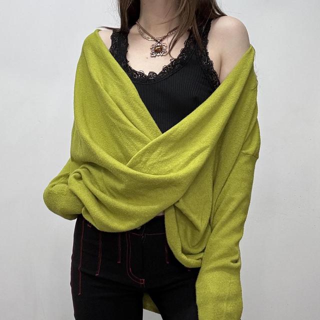 Green slouchy oversized drape jumper