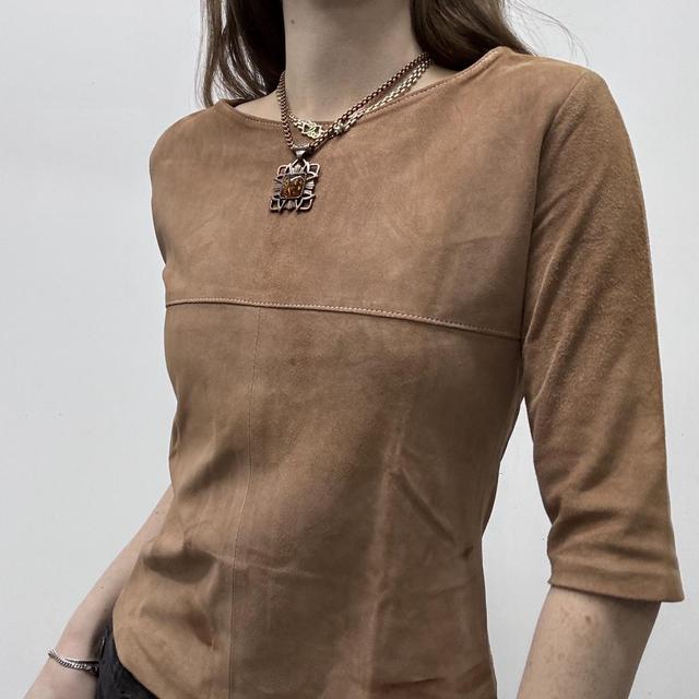 Tan suede fitted top