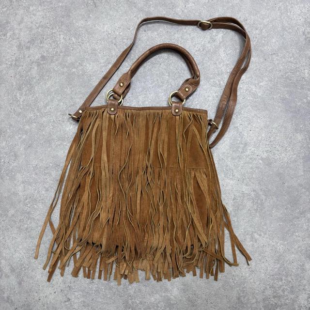 Tan suede tassle western bag