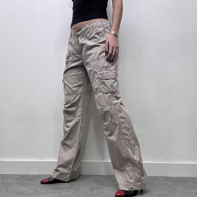 Tan wide leg cargo trousers