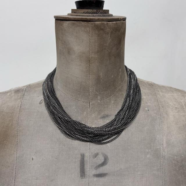 Layered silver chain necklace