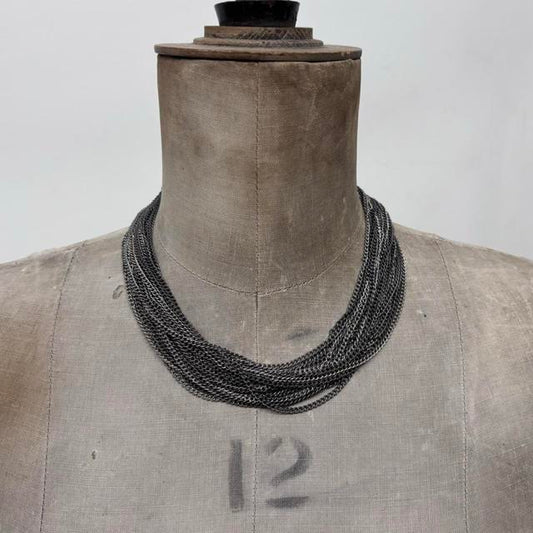 Layered silver chain necklace