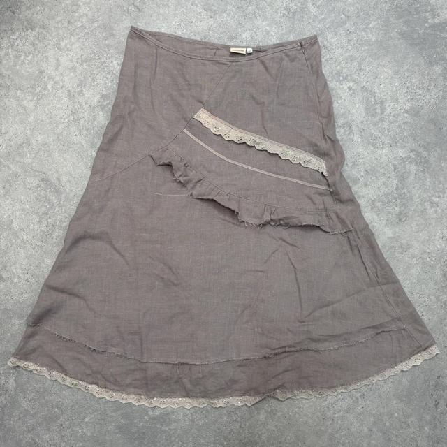 Linen distressed lace skirt