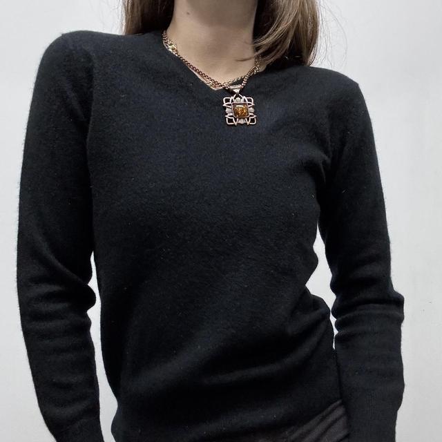 Black soft cashmere knitted jumper