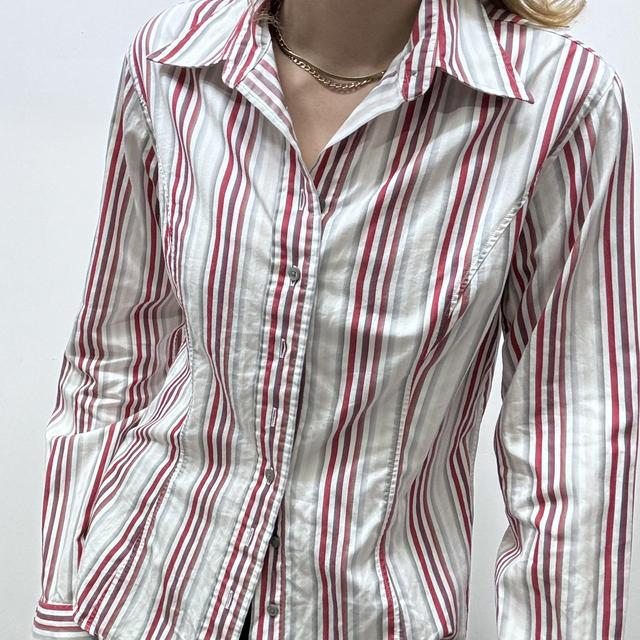 Y2k office fitted pinstripe shirt
