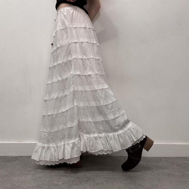 Lace layered tiered maxi skirt
