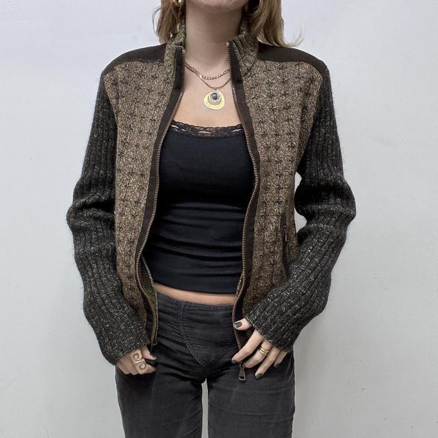 D&amp;G brown knitted zip-up jumper