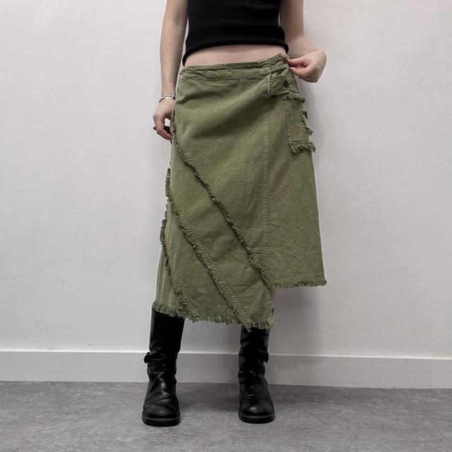 Asymmetric flared midi green fairy skirt