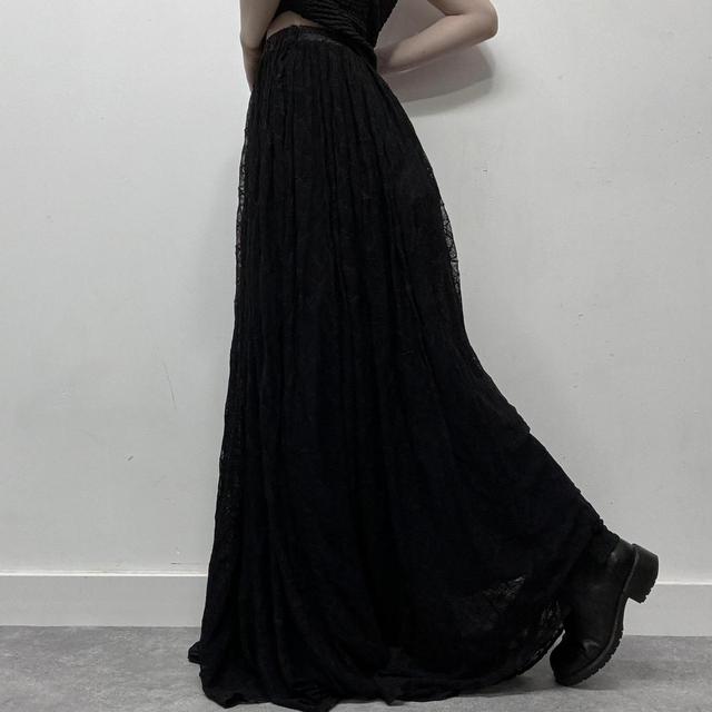 Gothic sheer black mesh maxi skirt