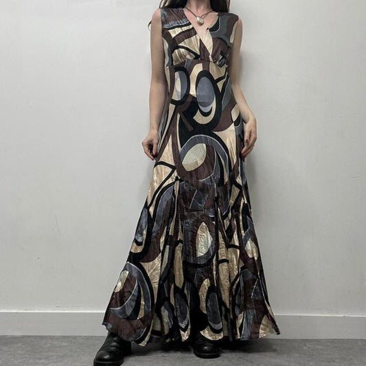 Satin crinkle patterned maxi dress