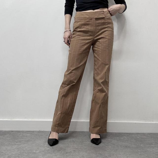 Tan flare pinstripe pants