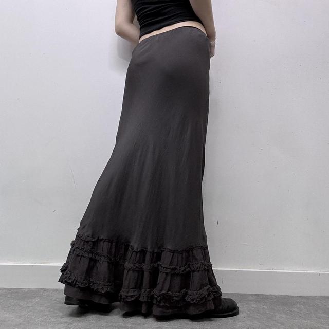 Brown floaty ruffle silk skirt
