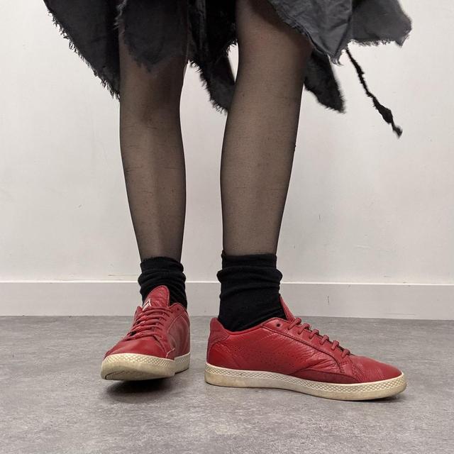 Red leather puma trainers