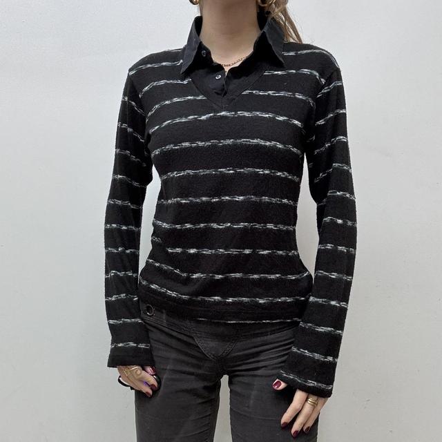 Pinstripe knitted shirt jumper