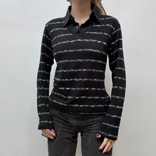 Pinstripe knitted shirt jumper
