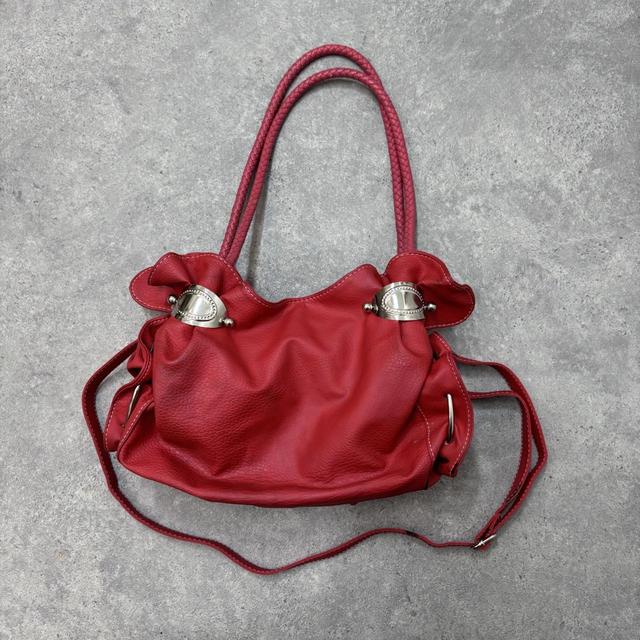 Red leather bow bag