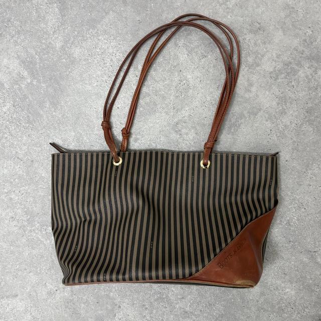 Vintage pinstripe leather shoulder bag