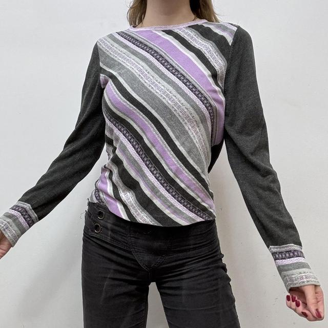 Stripe wool knitted jumper