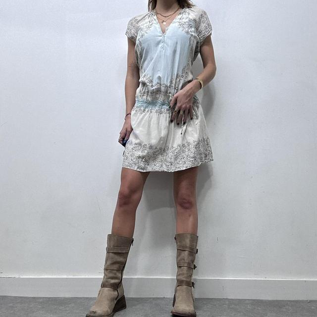 Lace paisley floral mini dress
