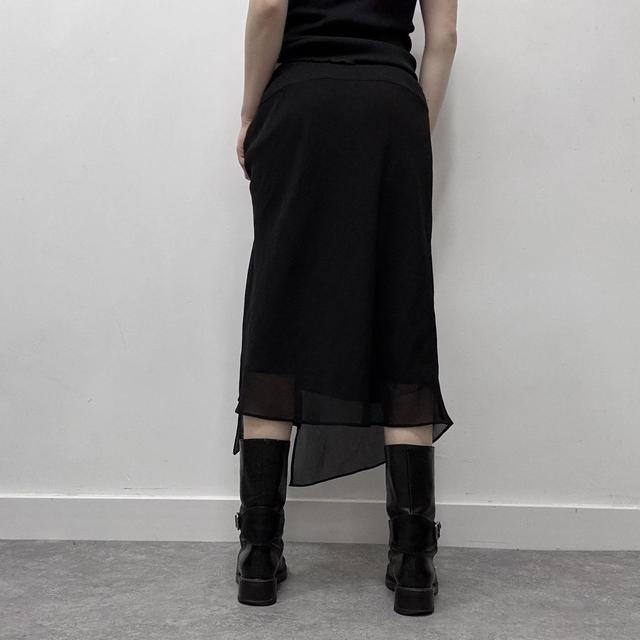 Black asymmetric midi skirt