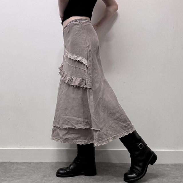 Linen distressed lace skirt