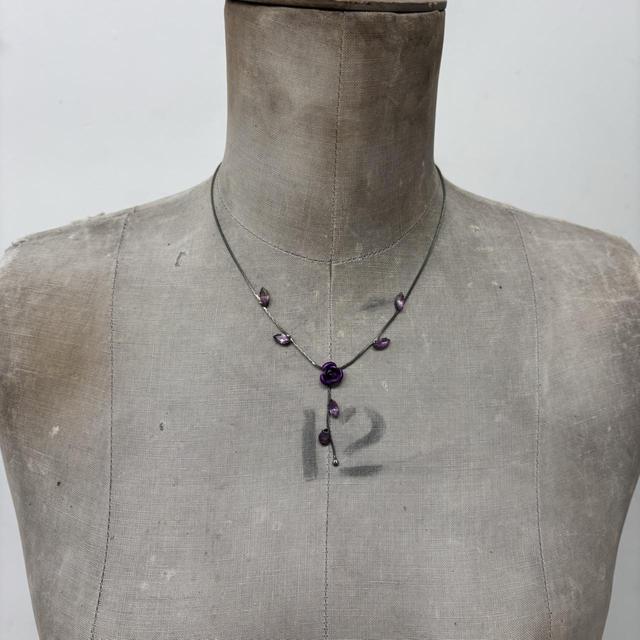 Purple gemstone flower fairy necklace