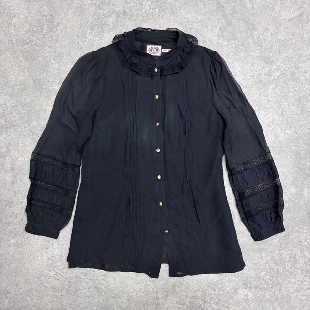 Sheer lace silk black gothic shirt