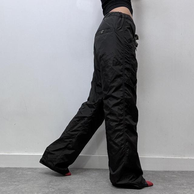 Black tech oversized diesel wide leg trousers