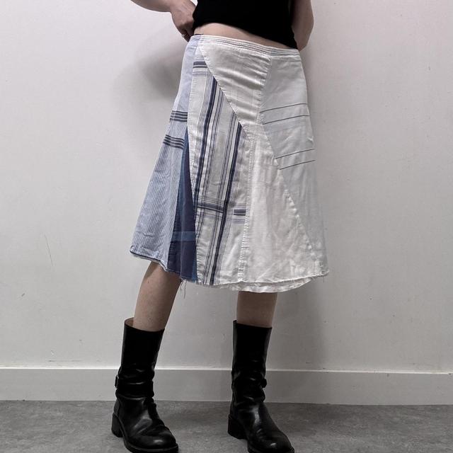 Archival pinstripe patchwork summer skirt