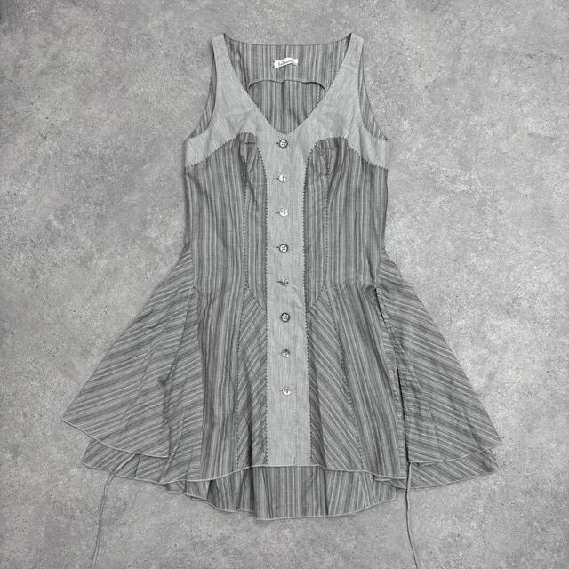 Flared pinstripe mini dress