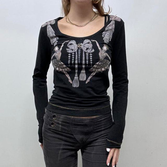 Cavalli bow graphic print ballerina tshirt