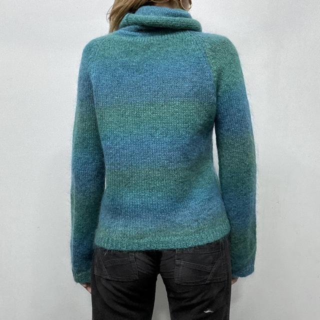Blue striped mohair knit jumper