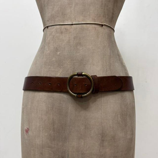 Chunky brown leather belt