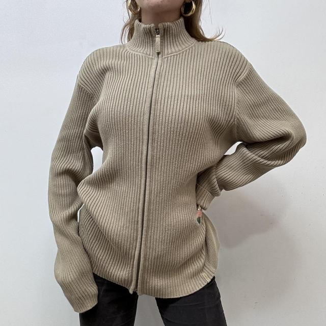 Brown slouchy ribbed cardigan